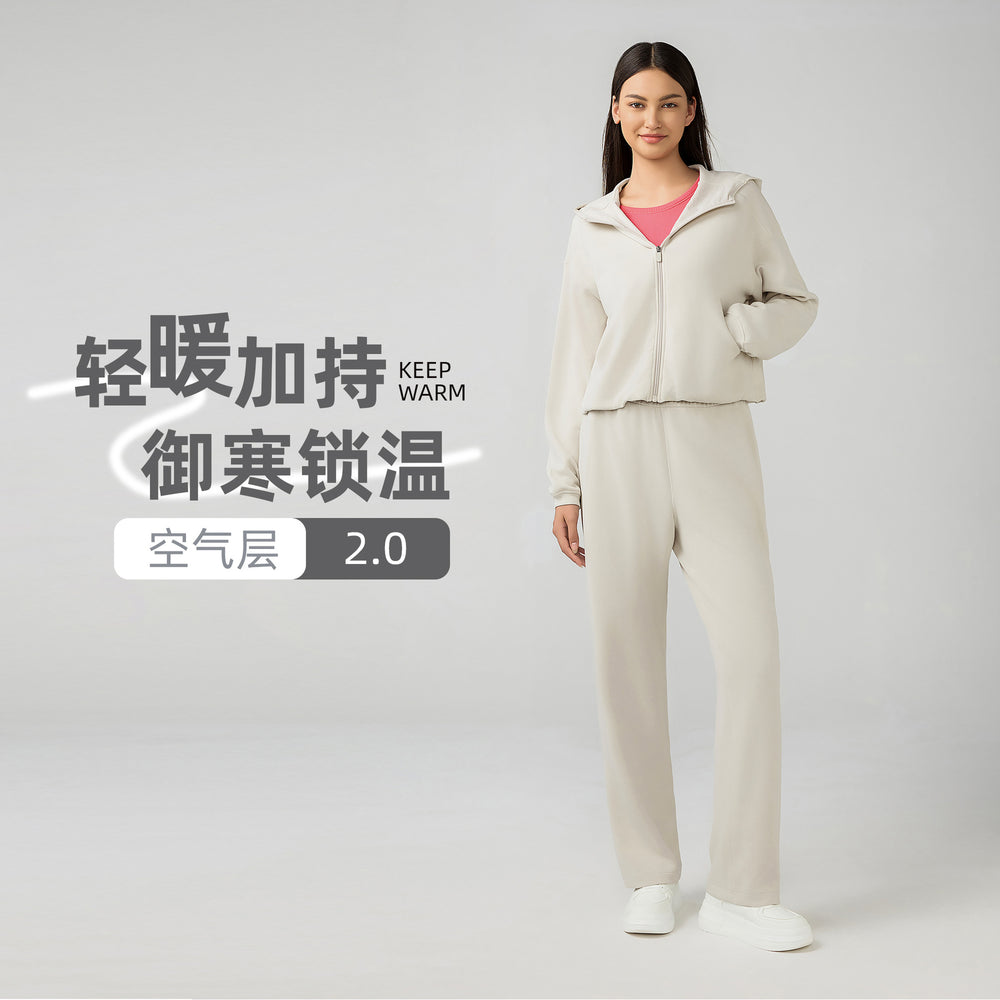 Hooded zip-up cardigan women's autumn/winter new arrival loose casual sweatshirt running fitness activewear top daw166