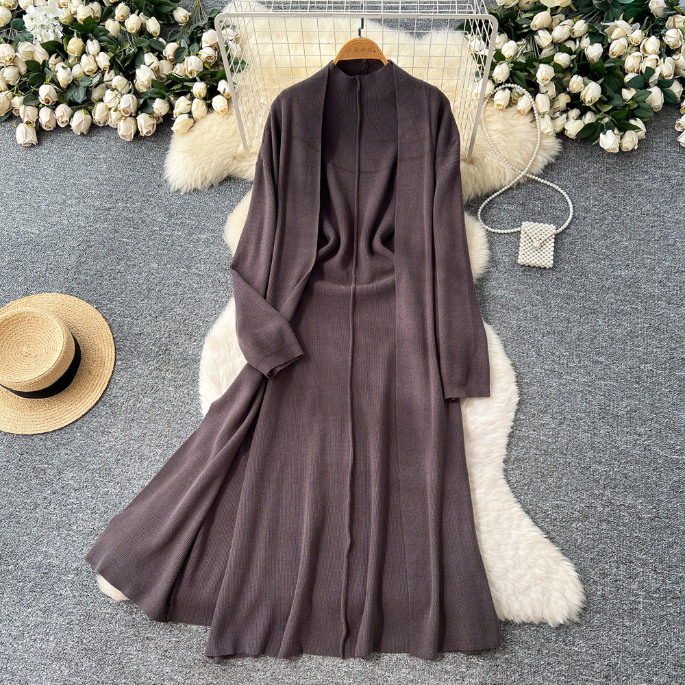 Lazy style casualclassy looselongsweatercardiganoutwear + inner wear silmknittingdresssuit