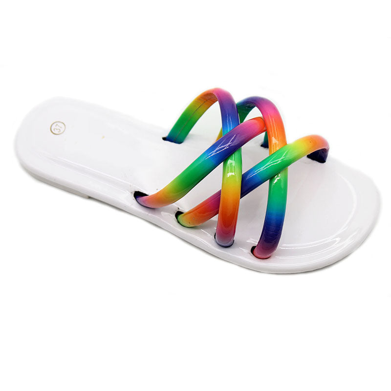 Fashion women's slippers  large size flat slippers cross casual beach sandals wholesale