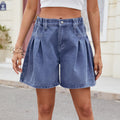 Fashion cross-border foreign trade summer new  independent station washed elastic waist loose denim shorts three-quarter pants