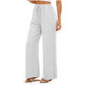 new european and american style women's fashion solid color lace trim elastic waistband pocket casual trousers