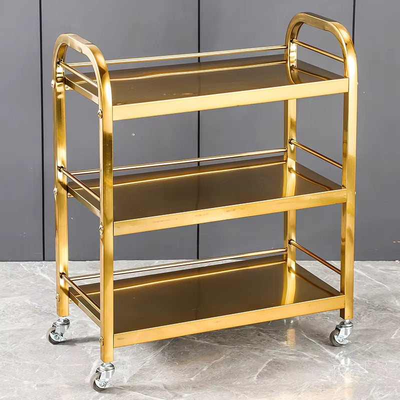 Heavy-duty three-tier stainless steel serving cart - ideal for hotel & restaurant food delivery and dish collection - in stock