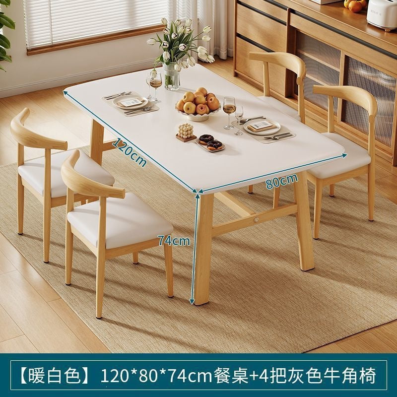 Dining table and chair combination small apartment for home rectangular table and chair commercial breakfast shop dining table and chair fast food restaurant iron horn chair