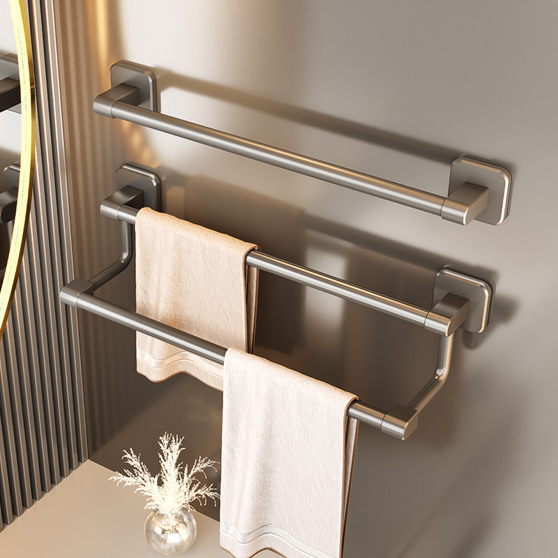 Factory supply punch-free gun gray single and double pole towel rack bathroom towel bar hanging rod bathroom double pole