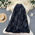 Frenchniche stylefashioneasiest for matchflowerembroiderhigh waist mesh skirt women's autumclassy sense of style mid-length skirt