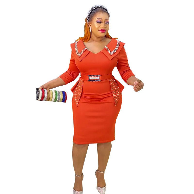 new arrivals: plus size african-inspired women's short-sleeve bodycon beaded dress - professional & fashionable