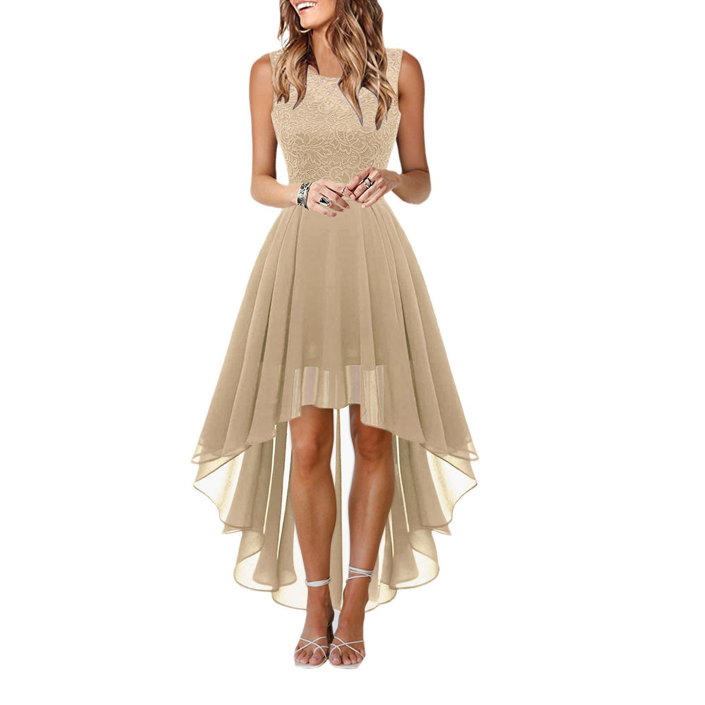 European and american  spring/summer new arrivals:  cross-border e-commerce hollow-out waist chiffon evening dress lace dress