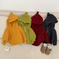 Kids' hooded knit sweater - autumn/winter collection - solid color, thickened, warm pullover for baby boys and girls - infant knit hoodie