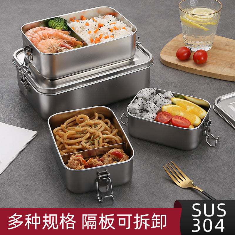 304 stainless steel lunch box, food grade student office worker with lid lunch box bento box adult lunch box canteen steamed rice