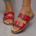 European and american plus size buckle flat flip-flops women's 04 new cross-border open-toe beach sandals
