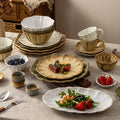 Embossed retro ceramic dinnerware set - french-inspired plates, high-end steak plates, dessert bowls, and rice bowls for home use