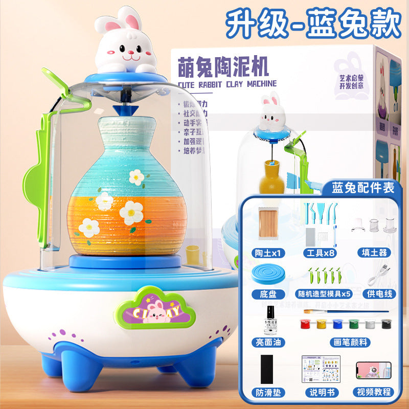 Electric mini pottery wheel kit for kids - diy clay sculpting set - no firing required - perfect toy & gift for elementary school students