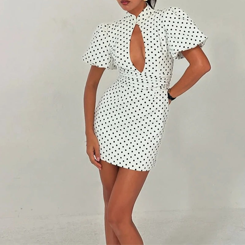 european and american export women's clothing - summer dress for women - fashionable and elegant hollow-out polka dot dress 661