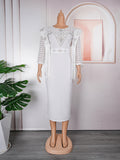 African plus size women's olwork clothing hip skirt fashionexport lace tassel patchwork round neck dress
