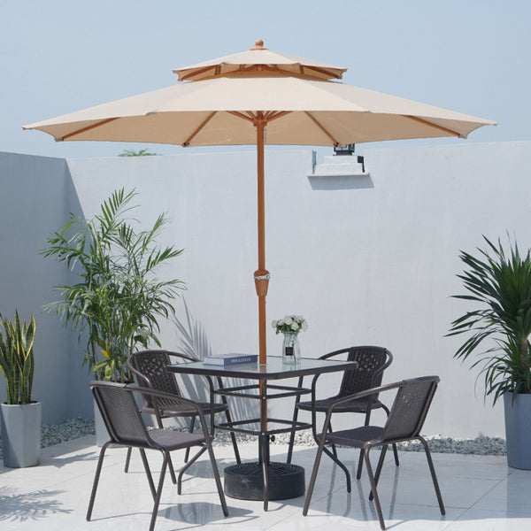 Outdoor tables and chairs rattan chairs with umbrellas five-piece set courtyard balcony back chairs outdoor camping tea leisure table and chair combination