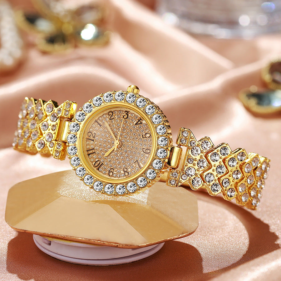 Hot-selling, trendy roman numeral diamond-studded women's watch, quartz movement, bracelet-style wristwatch for women, direct from the manufacturer, in stock