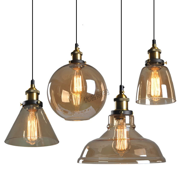 American glass chandelier wabi-sabi glass lamp banquet triangle ball small hat glass lamp restaurant chandelier