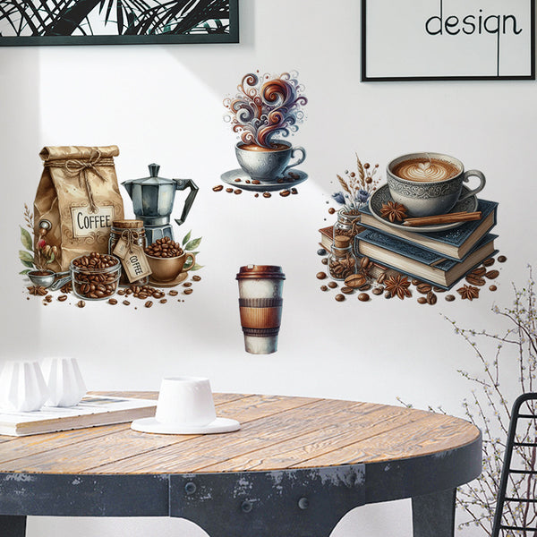 Kitchen Coffee Machine Stickers Cake Room Decorative Stickers Dessert Shop Book Cups Decorative Wall Stickers 36020