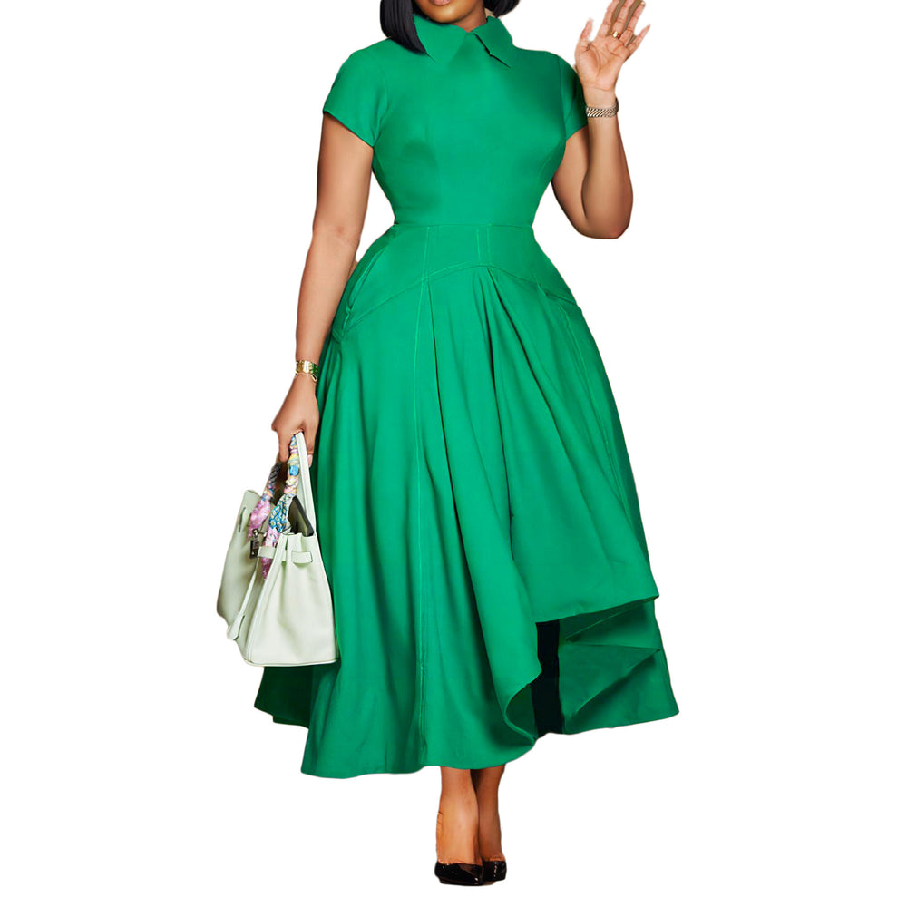 Export women's summer fashioneleganthigh waist banquet large swing skirt asymmetricalelegance evening party african dress
