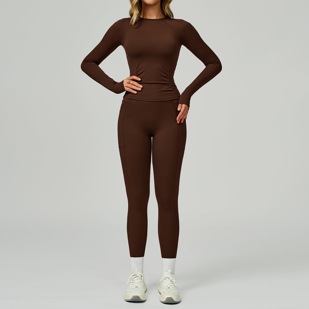 nude yoga suit cut out beautiful back yoga suit women's high waist belly wrap tight running fitness suit 2030