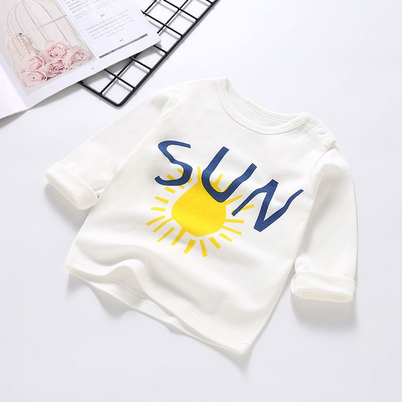 Baby's pure cotton t-shirt, new spring and autumn collection, infant cartoon top, unisex baby single piece, baby long sleeve