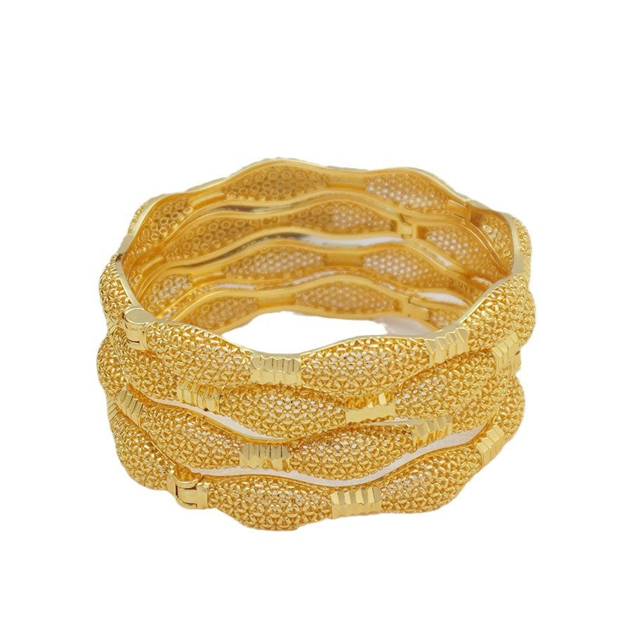 Middle eastern elegant fashion women's openwork carved gold-plated bangle, bohemian christmas style, sister's gift, wedding present