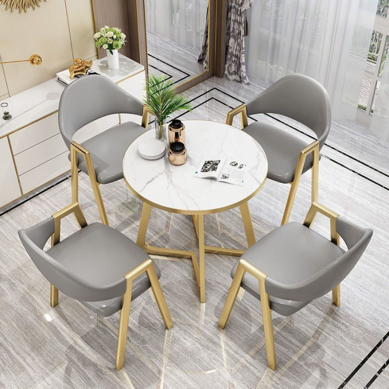 Nordic light luxury negotiation table and chair set - modern minimalist coffee shop/milk tea shop small round table for sales centers and casual reception areas