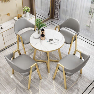 Nordic light luxury negotiation table and chair set - modern minimalist coffee shop/milk tea shop small round table for sales centers and casual reception areas