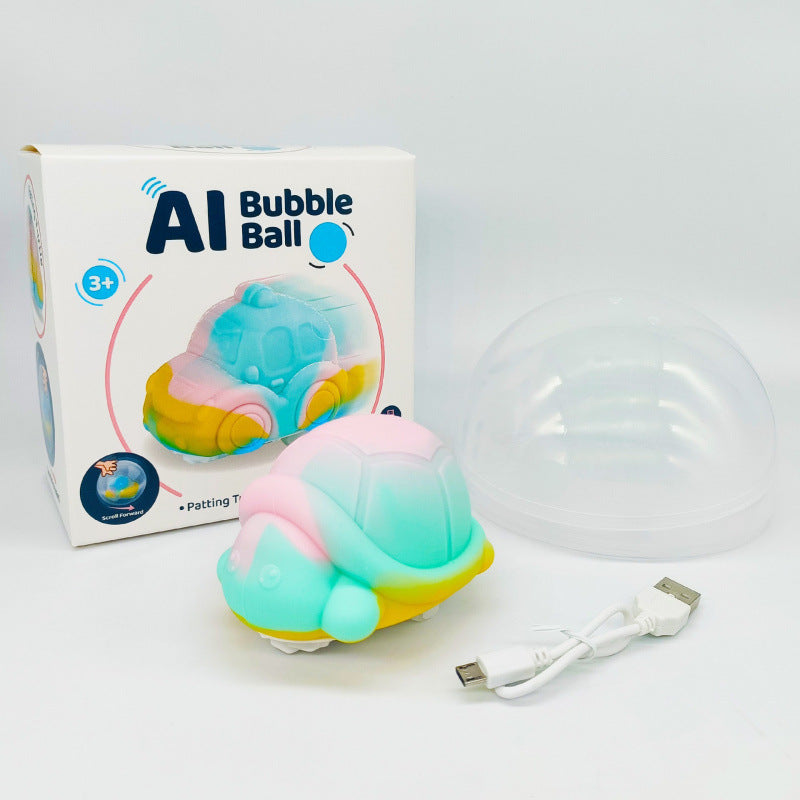 Cross-border export  silicone flash electric car turtle car rolling bubble ball jumping car toy