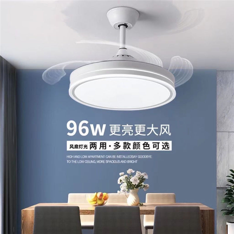 Invisible electric fan light led chandelier - high airflow, variable frequency, silent, bluetooth enabled - ideal for living room, dining room, and bedroom