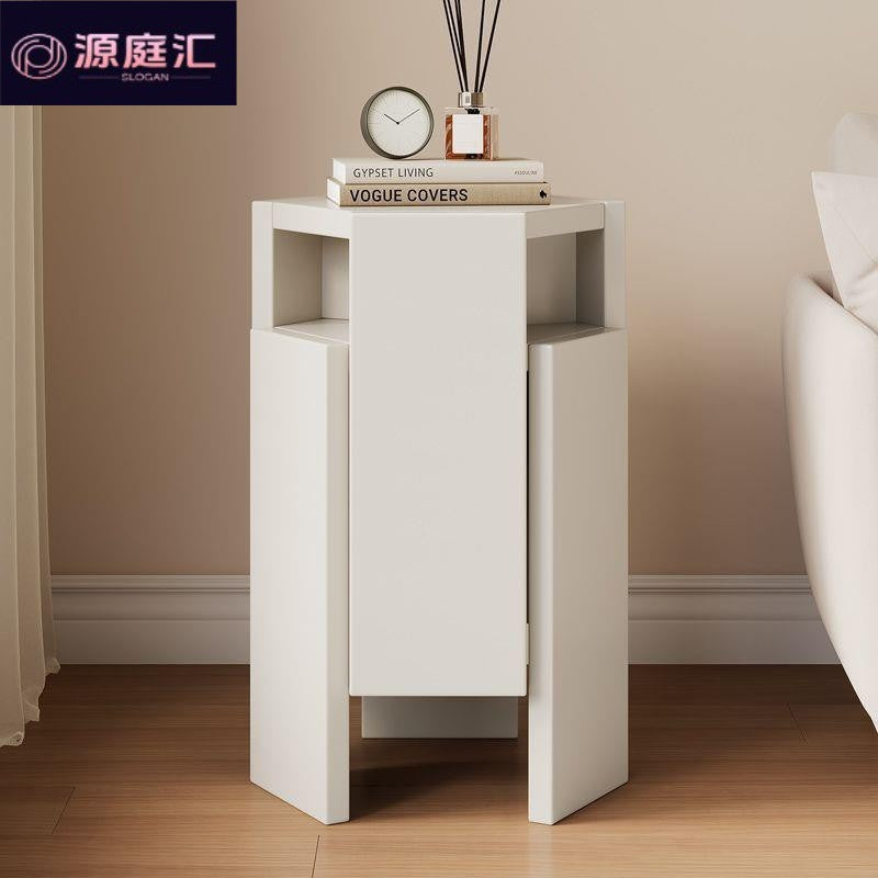 Stackable solid wood stool - modern minimalist hexagon design - lightweight & luxe storage ottoman - perfect for home & dining