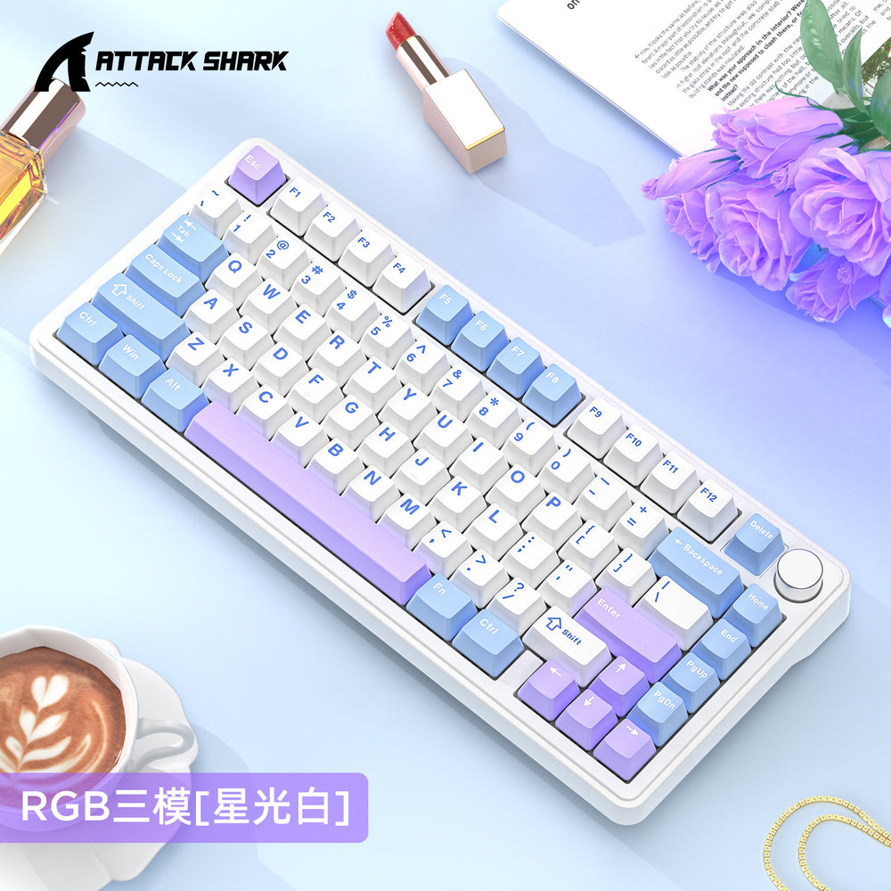 Attack shark x85 mechanical keyboard - rgb tri-mode wireless bluetooth hot-swappable side-printed gaming customizable backlit keyboard
