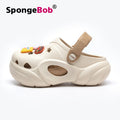 Spongebob squarepants thick sole heightened heel women's summer cool slippers summer outwearnon-sliptoe slippers two-wear beach crocs