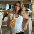 European and american style new  summer fashion hot girl u-neck solid color slim fit tank top crop top women's wholesale