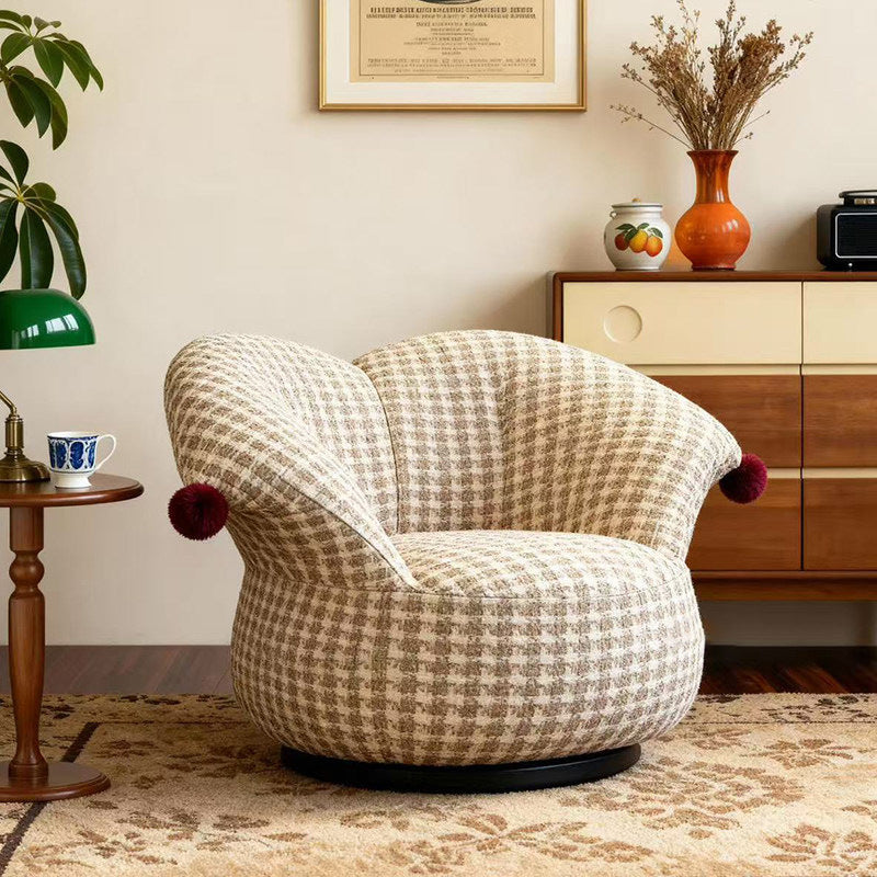 Clown lazy sofa single french cream style living room balcony design casual fabric rotate sofa chair for home