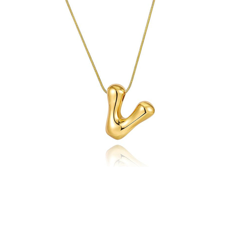 Amazon bestseller: premium bubble 26-letter gold pearlized necklace pendant - stylish women's accessory