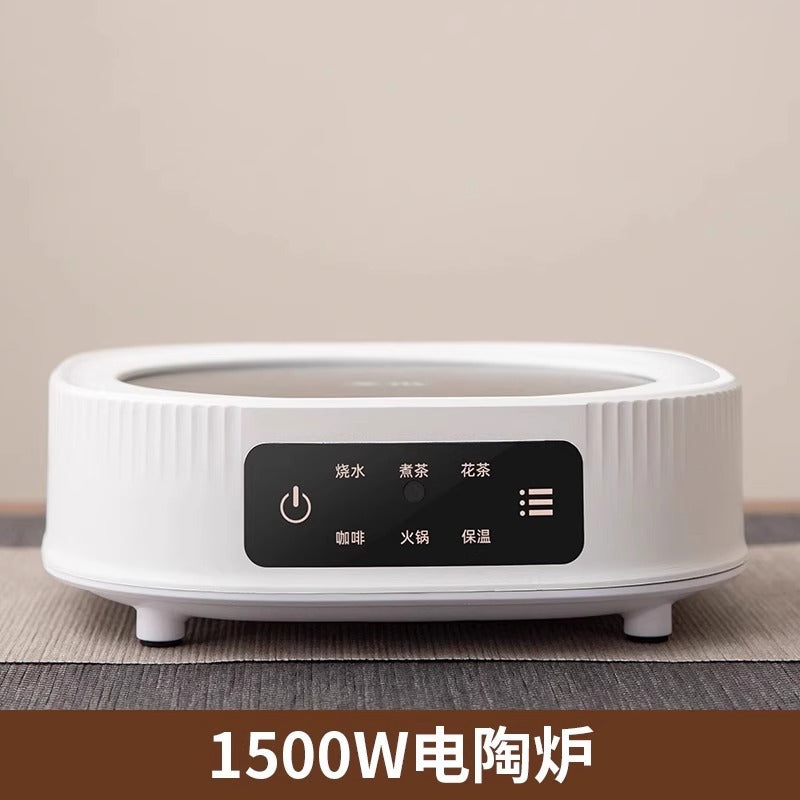 A complete set of wood grain electric ceramic stoves for making tea around the stove, a set of glass teapots for making tea around the stove, and an electric stove