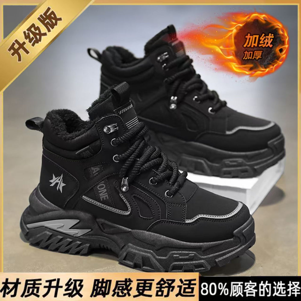 High-top men's shoes winter2025new arrivalfleece-linedheattechthickened cotton shoes sports dad shoes northeast outdoor snow boots