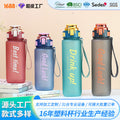 Portable plastic water cup, high-looking, large-capacity, drop-resistant, leak-proof, straw cup, kettle, outdoor sports, food-grade water bottle