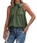 summer new arrival halter neck bow leopard print satin sleeveless tank top wholesale