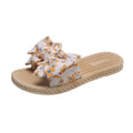 Women's summer sandals & slippers 2024: new fashionable, versatile, trendy floral print, bow accent, vacation beach fairy shoes