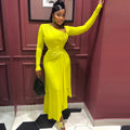 European and american style elegant women's bodycon pleated asymmetrical dress solid color long sleeve oblique neck maxi dress gown