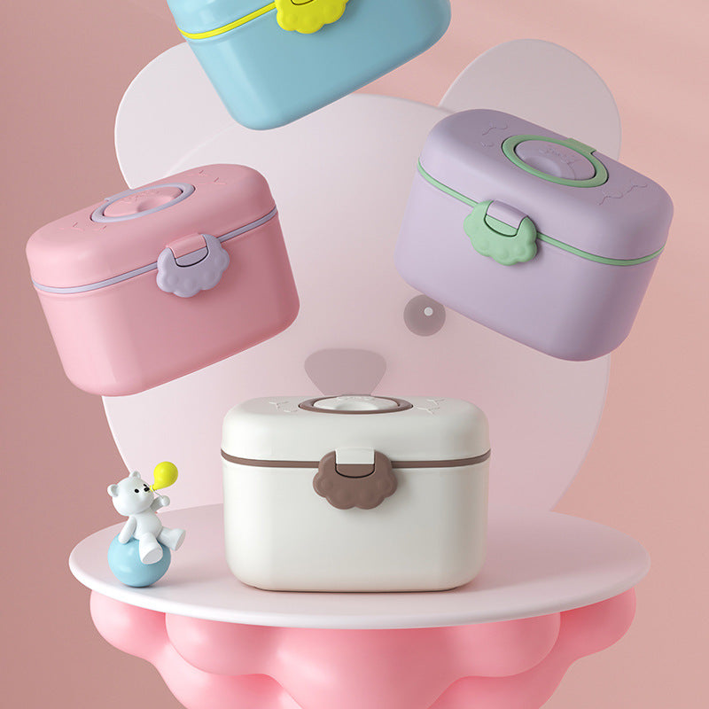 Kids milk powder box cartoon portable milk powder grids baby carrying milk powder sealed jar baby food container