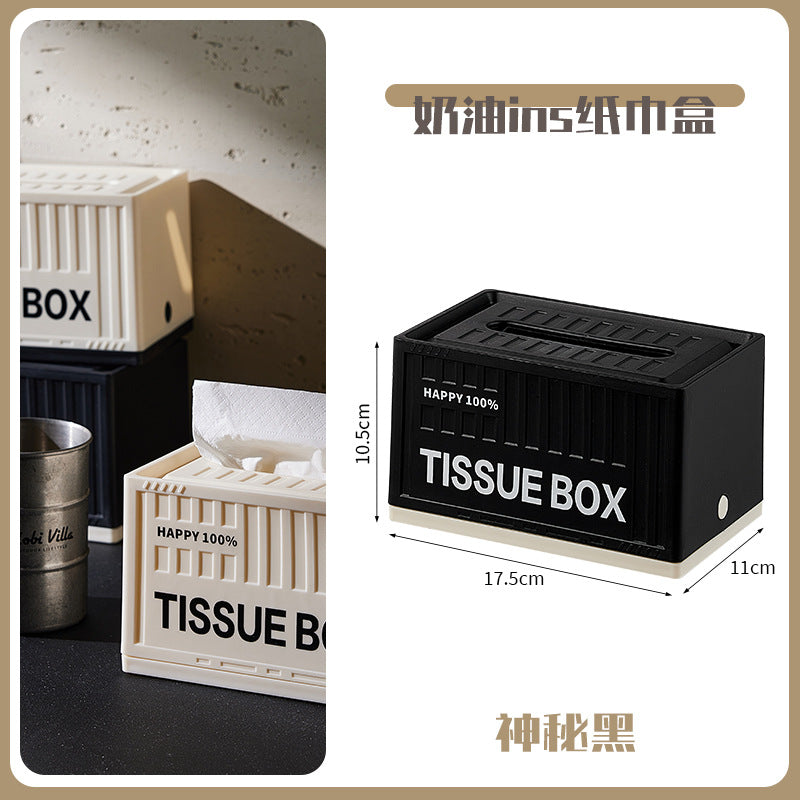 Industrial style desktop storage box set, pen holder, trash can, tissue box, household creative simple makeup brush storage bucket.