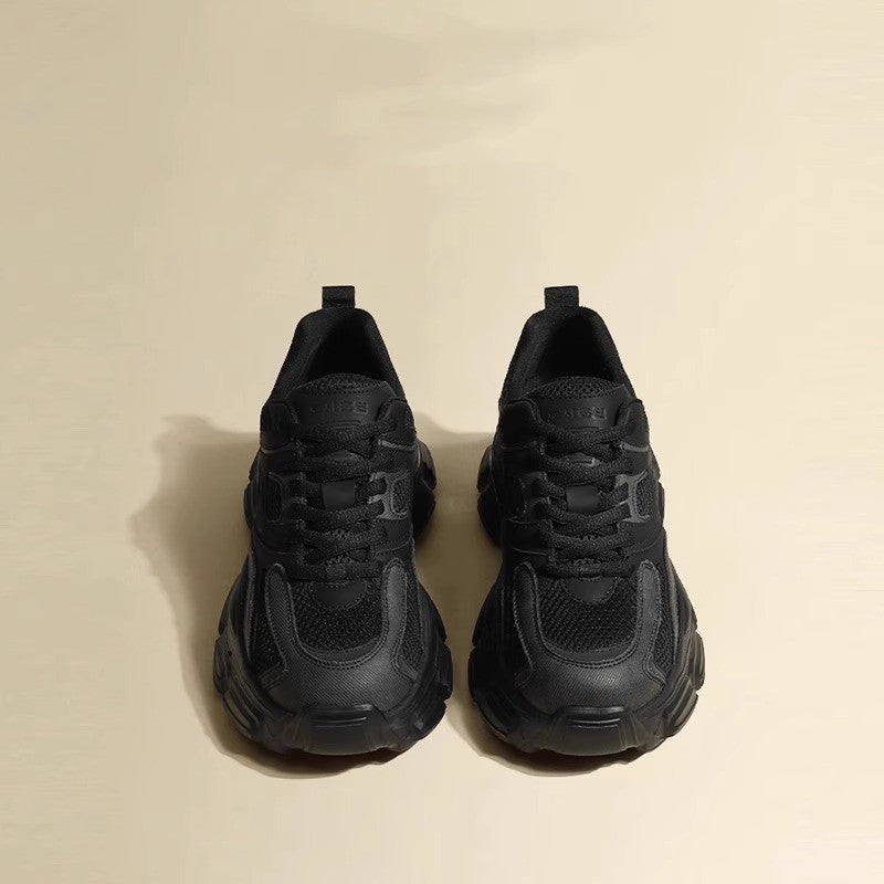 Dad shoes for women, 2026 new spring/summer collection, lightweight breathable mesh, chunky platform, height-increasing sneakers, trendy street style, gray