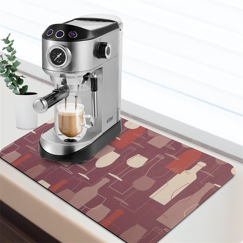 Kitchen drain mat diatom mud tableware drying mat countertop bar water-absorbent heat-insulating table mat coffee machine non-slip mat