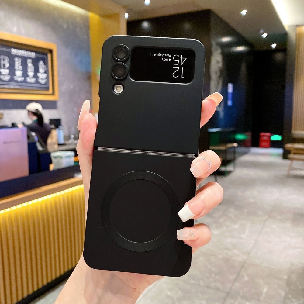 New arrival is suitable for samsung zflip 30% off stacked wireless charging mobile phone case zflip6 liquid metal paint magnetic protective cover
