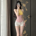 19-bone high-elastic long version latex abdominal belt shaping beautiful back tight body manager body shaping belt for women