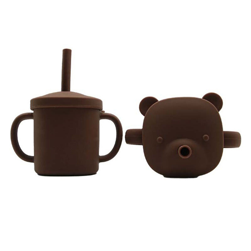 Customized silicone baby tableware set Children's complementary food bowl set Anti-drop grid tableware Silicone bib saliva pocket