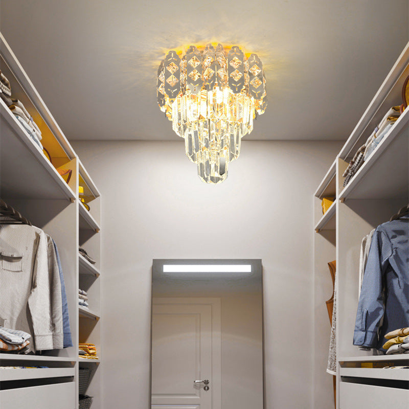 [Strict selection] American crystal small chandelier corridor decorative lighting entrance cloakroom ceiling modern LED light